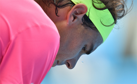 Spain's Rafael Nadal looks on during his men's singles match against Czech Republic's Tomas Berdych on day nine of the 2015 Australian Open tennis tournament in Melbourne on January 27, 2015. (AFP)