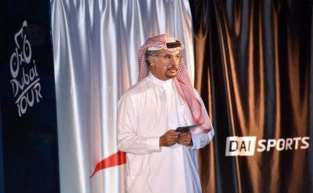 Chairman of the Dubai Tour Saeed Hareb addressing a press conference on Tuesday. (Supplied)