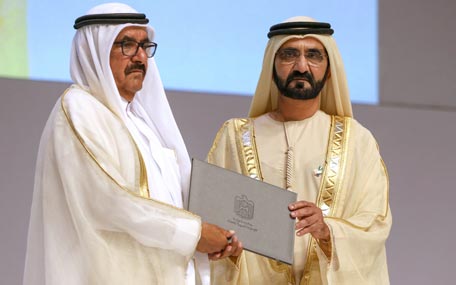 Sheikh Mohammed honoured 38 humanitarian aid donor organisations at Emirates Palace in Abu Dhabi on Monday. (Wam)