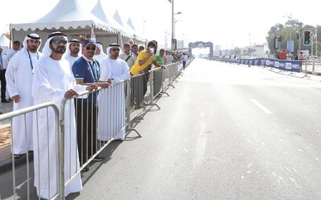 Sheikh Mohammed inspects the venue of the second edition of the Dubai Tour (Dubai Tour 2015) on Wednesday. (Wam)