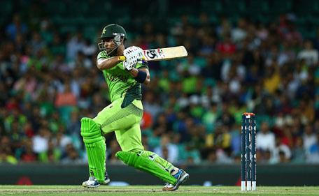 Umar Akmal of Pakistan bats during the ICC Cricket World Cup warm up match between England and Pakistan at Sydney Cricket Ground on February 11, 2015 in Sydney, Australia. (Getty)
