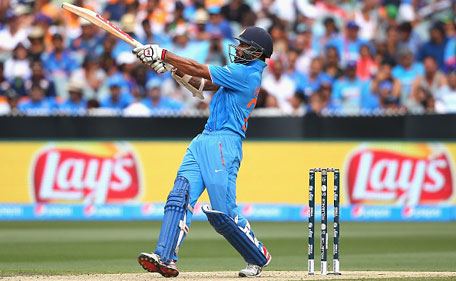 Shikhar Dhawan of India bats during the 2015 ICC Cricket World Cup match between South Africa and India at Melbourne Cricket Ground on February 22, 2015 in Melbourne, Australia. (Getty Images)