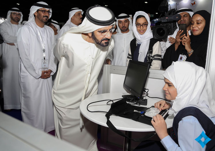 Sheikh Mohammed bin Rashid Al Maktoum visits Gulf Educational Supplies and Solutions Exhibition at Dubai World Trade Centre on Wednesday. (Picture courtesy DGMO)
