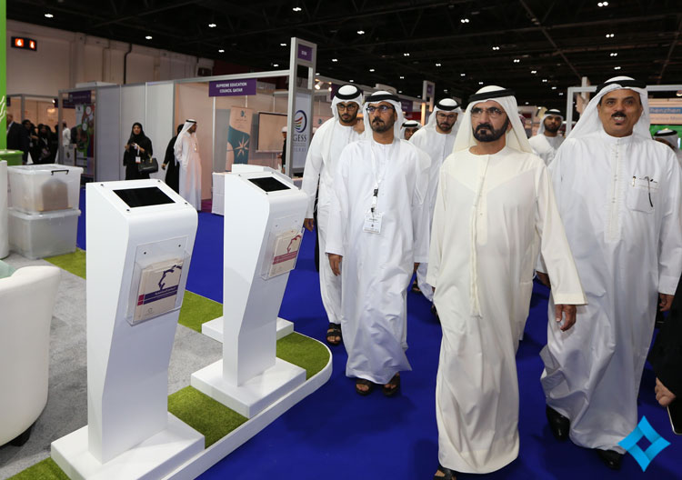 Sheikh Mohammed bin Rashid Al Maktoum visits Gulf Educational Supplies and Solutions Exhibition at Dubai World Trade Centre on Wednesday. (Picture courtesy DGMO)