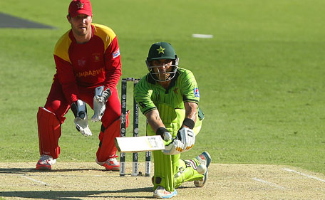 Misbah Ul Haq of Pakistan bats during the 2015 ICC Cricket World Cup match between Pakistan and Zimbabwe at The Gabba on March 1, 2015 in Brisbane, Australia. (Getty Images)
