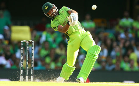 Wahab Riaz of Pakistan bats during the 2015 ICC Cricket World Cup match between Pakistan and Zimbabwe at The Gabba on March 1, 2015 in Brisbane, Australia. (Getty Images)