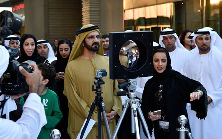 Sheikh Mohammed was briefed by Director General of Dubai Media Office Mona Al Marri on the festival’s concept and objectives. (Supplied)