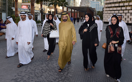 Sheikh Mohammed was briefed by Director General of Dubai Media Office Mona Al Marri on the festival’s concept and objectives. (Supplied)