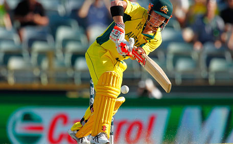 David Warner of Australia bats during the 2015 ICC Cricket World Cup match between Australia and Afghanistan at WACA on March 4, 2015 in Perth, Australia. (Getty)