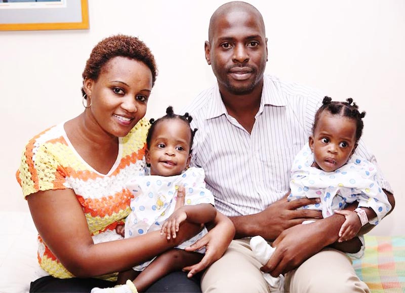Parents with Abriana and Adriana after their surgical separation. (Supplied)