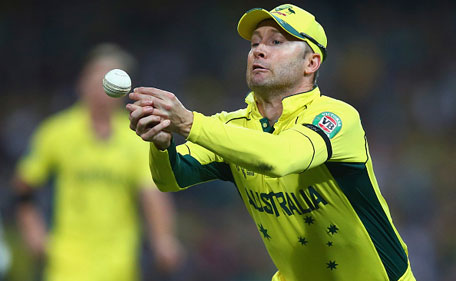Michael Clarke of Australia drops a chance off Tillakaratne Dilshan of Sri Lanka during the 2015 ICC Cricket World Cup match between Australia and Sri Lanka at Sydney Cricket Ground on March 8, 2015 in Sydney, Australia. (Getty)