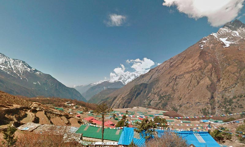 In this undated handout photograph released by Google on March 12, 2015, and taken from the Google Street View project footage, the village of Phortse is seen in Nepal's Khumbu region. Google has launched a virtual tour of Nepal's rugged Everest region, unveiling a Street View project that follows sky-high trails and suspension bridges for a glimpse of life in the Himalayas. (AFP)