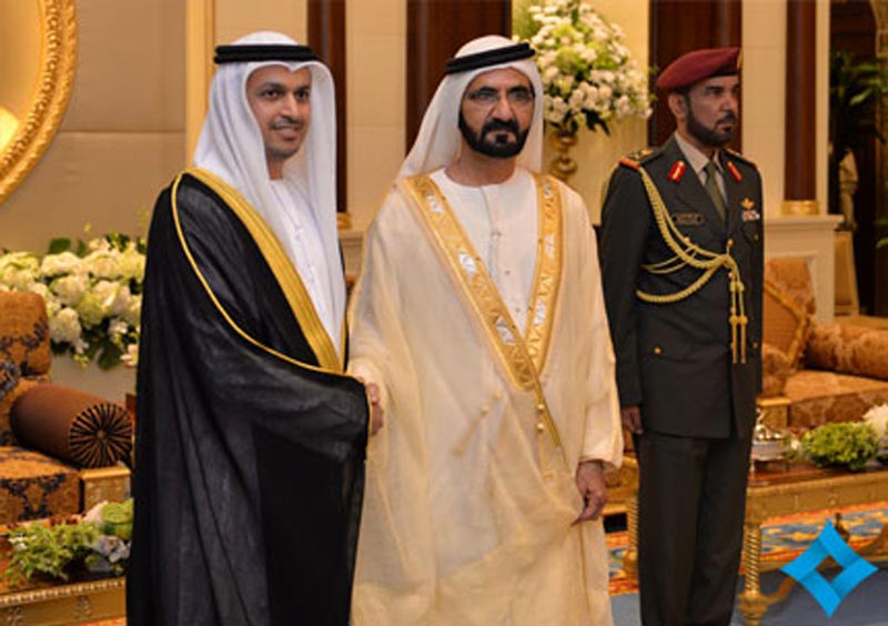 Sheikh Mohammed congratulating a UAE ambassador after he was sworn in, in Abu Dhabi on Sunday. (Picture courtesy GDMO)
