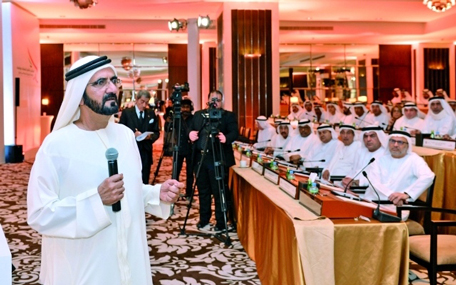 Sheikh Mohammed attends the 9th Forum of UAE Ambassadors and Heads of Missions Abroad, held at the Ministry of Foreign Affairs.(Supplied)