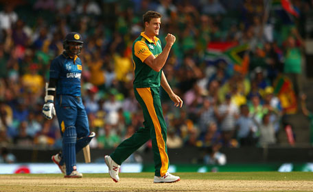 Morne Morkel of South Africa celebrates dismissing Kumar Sangakkara of Sri Lanka during the 2015 ICC Cricket World Cup match between South Africa and Sri Lanka at Sydney Cricket Ground on March 18, 2015 in Sydney, Australia. (Getty)