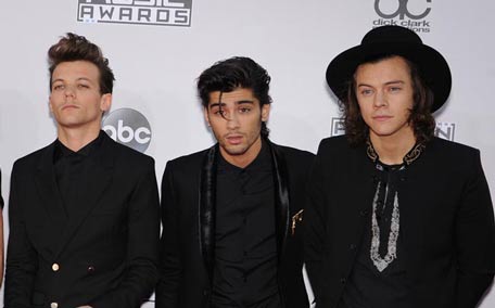 In this file picture One Direction members Louis Tomlinson (L) Zayn Malik (C) and Harry Styles attend an event. (Bang)