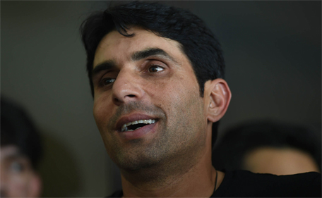 Pakistani cricketer Misbah-ul-Haq speaks during a press conference in Lahore on March 24, 2015. (AFP)
