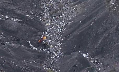 Debris is scattered over the area after a Germanwings Airbus 320 crashed near Seyne-les-Alpes in the French Alps. (AP)