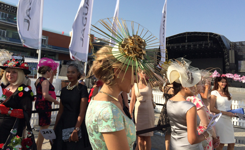 Ladies all hatted up and ready for the fashion call at Meydan. (Ajanta Paul