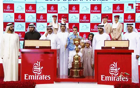 The world's richest race was watched by His Highness Sheikh Mohammed bin Rashid Al Maktoum, Sheikh Hamdan bin Mohammed bin Rashid Al Maktoum, Sheikh Hamdan bin Rashid Al Maktoum, Sheikh Maktoum bin Mohammed bin Rashid Al Maktoum, Sheikh Ahmed bin Saeed Al Maktoum and Sheikh Ahmed bin Mohammed bin Rashid Al Maktoum. (Al Bayan)