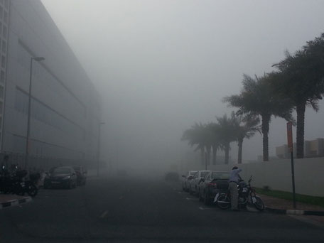 Emirates 24|7 reader's in image of fog in Dubai.