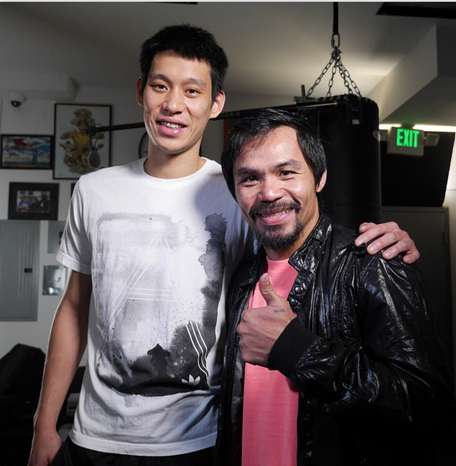 mannypacquiao @ Instagram: Thank you Jeremy Lin for coming to show your support. Thank for showing your love for the Lord and being a good example. God Bless!