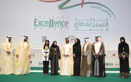 Sheikh Mohammed bin Rashid Al Maktoum at the ceremony to honour winners of Dubai Quality Awards on Monday. (Wam)