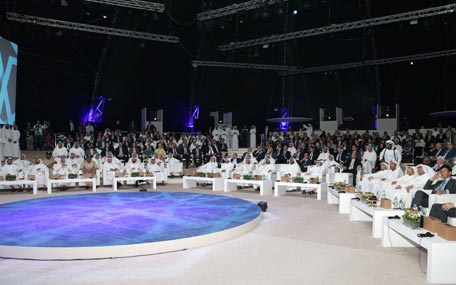 Sheikh Mohammed bin Rashid Al Maktoum attended a gathering hosted by Dubai Expo 2020 Higher Committee at the site of the international expo in Jebel Ali on Tuesday. (Wam)