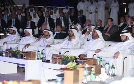 Sheikh Mohammed bin Rashid Al Maktoum at a gathering hosted by Dubai Expo 2020 Higher Committee at the site of the international expo in Jebel Ali on Tuesday. (Wam)
