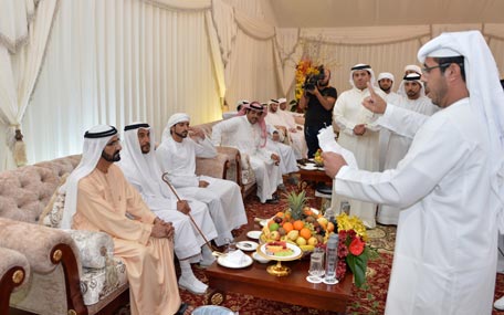 Sheikh Mohammed bin Rashid Al Maktoum on the final day of the traditional festival of Arabian Purebred Camel Races in Al Wathba on Thursday. (Wam)