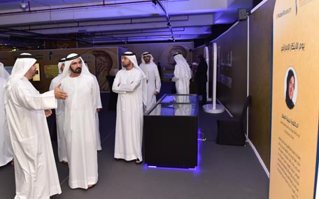 Sheikh Mohammed  visited the Nobel Museum’s travelling exhibition in Dubai on Tuesday. (Wam)
