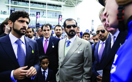 Sheikh Mohammed and Sheikh Hamdan at the 2000 English Guineas Classic at Newmarket racecourse.(Supplied)