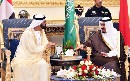 His Highness Sheikh Mohammed bin Rashid Al Maktoum with King Salman bin Abdulaziz Al Saud (Pic Courtesy: Emarat Al Youm)
