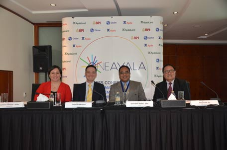 From left to right: Carmina Velayo-Villa, Marketing Director for Globe Telecom; Thomas Mirasol, President for Ayala Land International Sales; Consul Giovanni Palec, Esq., Consul of the Philippines for Dubai and Northern Emirates; and Roy Emil Yu, Senior Vice President and Head of Remittance Business Division for Bank of the Philippine Islands.