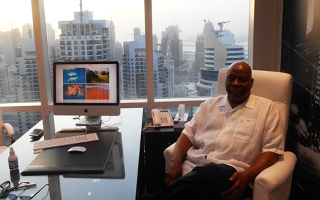 M Akbar Muhammad, president of Akbar Productions LLC during an interview in Dubai. (Allaam Ousman)