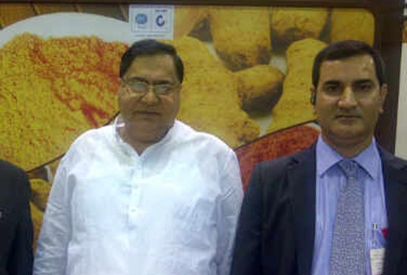 Harish Kumar Lal Tahiliani (right) and his father Kumar Lal Megharaj Tahiliani of Arab India Spices based in Ajman in the UAE.(Supplied)