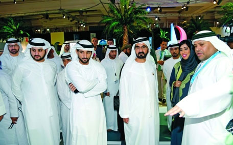 His Highness Sheikh Mohammed bin Rashid Al Maktoum, Vice-President and Prime Minister of the UAE and Ruler of Dubai, at the opening of the 14th edition of the Arab Media Forum at Madinat Jumeirah in Dubai on Tuesday. (Al Bayan)