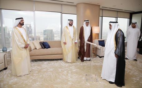 Two new UAE ambassadors were sworn in before Sheikh Mohammed bin Rashid Al Maktoum on Monday. (Wam)