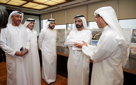 Sheikh Mohammed bin Rashid Al Maktoum reviewed the Dh10 billion Al Mamzar mixed-use beachfront development project in Dubai on Wednesday. (Wam)