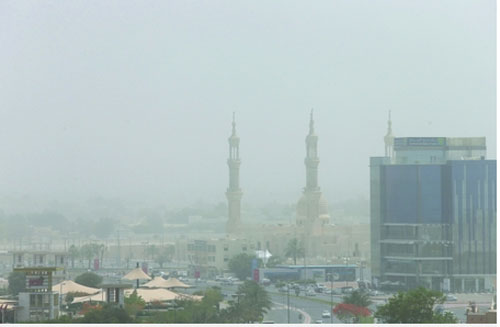 Ras Al Khaimah...NCMS has warned of low horizontal visibility due to dust and sand [Pic Courtesy: Mohammed Hanif/Al Bayan]
