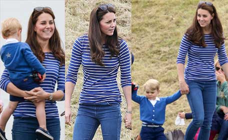 Catherine Duchess of Cambridge attends the Gigaset Charity Polo Match with Prince George of Cambridge at Beaufort Polo Club. (Getty Images)
