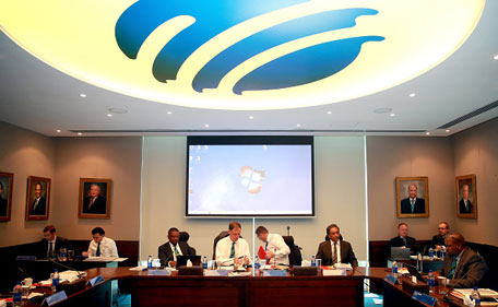 An ICC board meeting takes place at the ICC headquarters on April 16, 2015 in Dubai, UAE. (Getty Images for ICC)