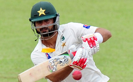 Pakistan batsman Ahmed Shehzad plays a shot on day three of the 2nd Test between Sri Lanka and Pakistan at P Sara Oval in Colombo on June 27, 2015. (AFP)
