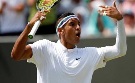 Australia's Nick Kyrgios celebrates during the third round of Men's Singles at Wimbledon. (Action Images / Andrew CouldridgeLivepic)