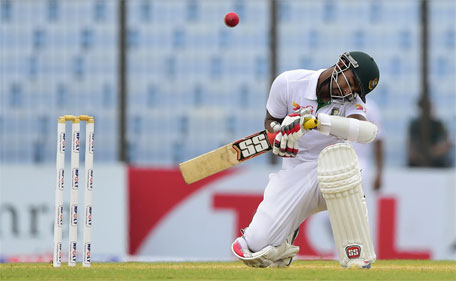 Bangladesh cricketer Litton Das avoid a bouncer from South Africa cricketer Morne Morkel during the third day of the first cricket Test match between Bangladesh and South Africa at the Zahur Ahmed Chowdhury Stadium in Chittagong on July 23, 2015. (AFP)