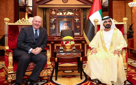 Sheikh Mohammed receives Governor General of the Commonwealth of Australia, Sir Peter Cosgrove (Wam)