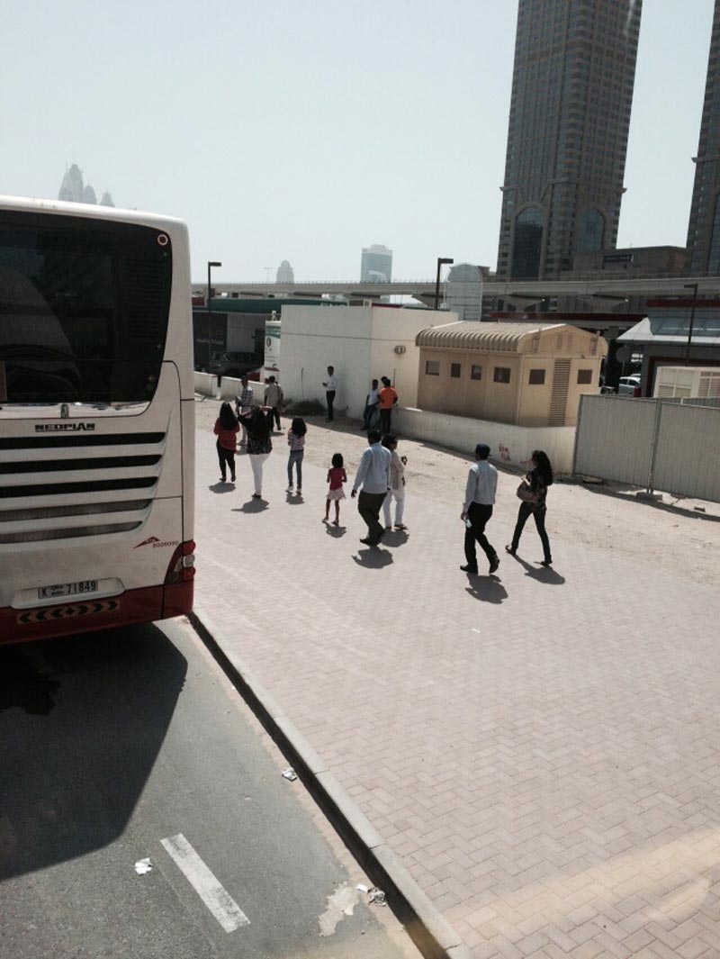 Shuttle buses for the Narendra Modi event in Dubai today. (Picture by Bindu Rai)