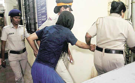 Indrani Mukherjea in police custody. (Sanskriti)