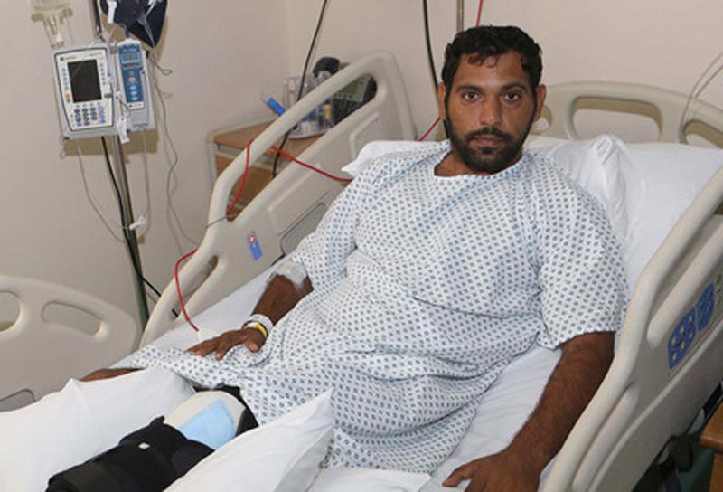 One of the UAE's injured soldiers in a hospital in Abu Dhabi. (Picture courtesy Emarat Al Youm)