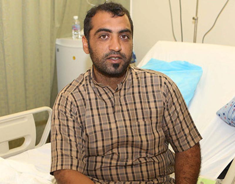 One of the UAE's injured soldiers in a hospital in Abu Dhabi. (Picture courtesy Emarat Al Youm)